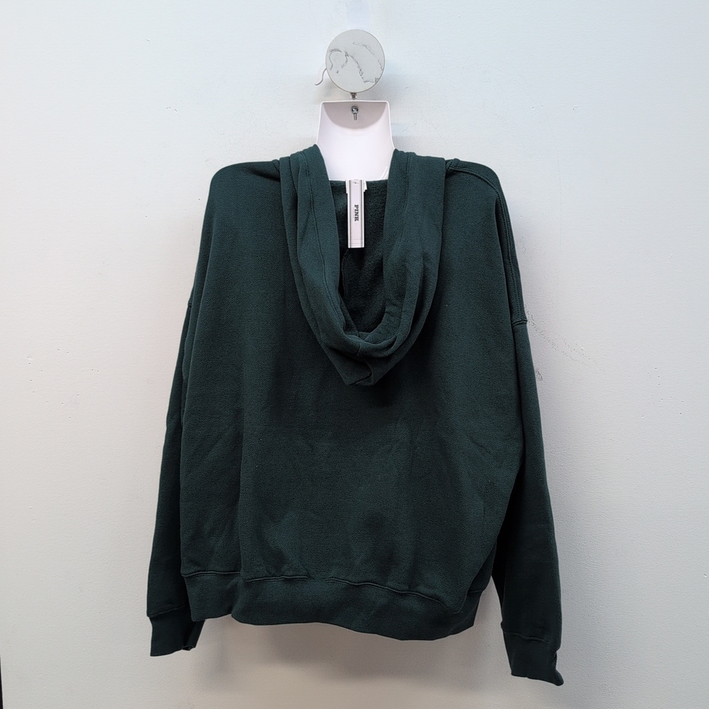 Victoria Secret PINK Campus Fleece Full Zip Hoodie XL Deep Forest - Picture 5 of 9